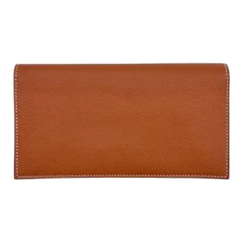 HERMES Silk'In Calfskin Wallet Men's Brown