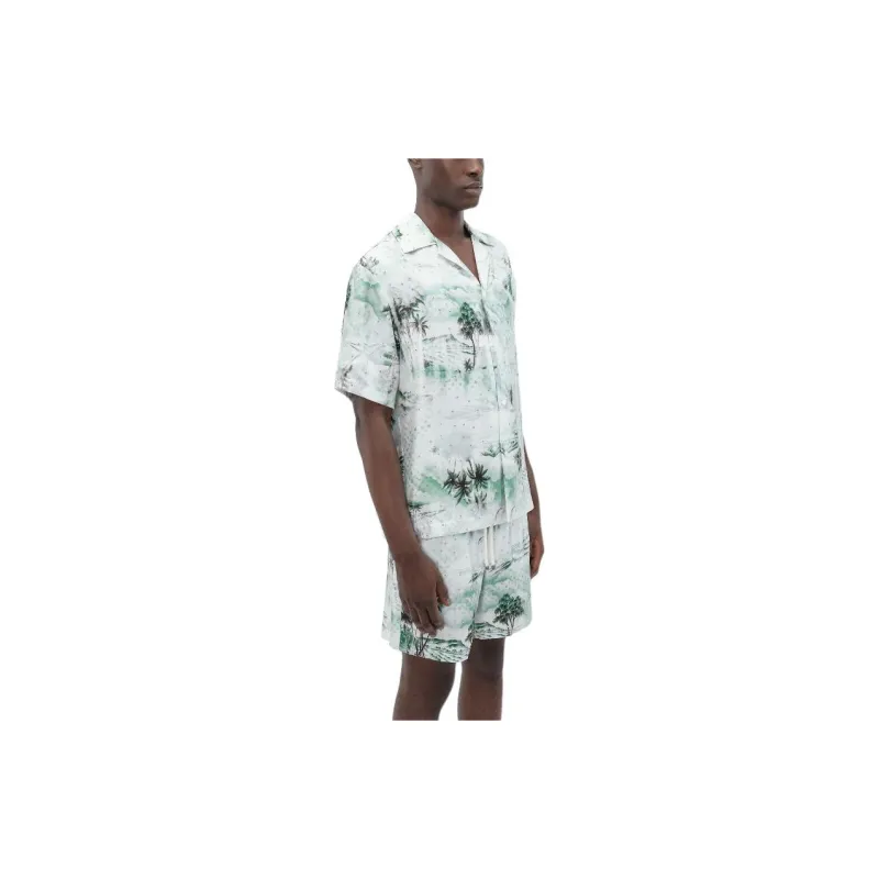 AMIRI Hawaiian Print Bowling Shirt Shirt Men's Green-4