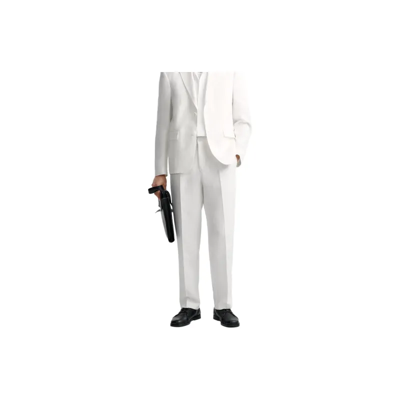 ZARA Suit Trousers Men White-3