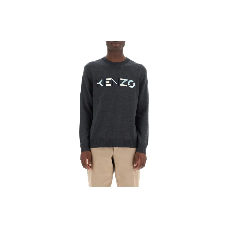 KENZO Logo Embroidered Knitted Jumper-3