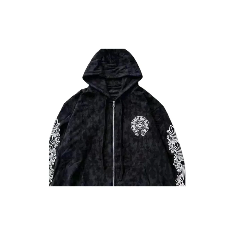 Chrome Hearts Plus Cross All Over Print Zip Up Hoodie-3