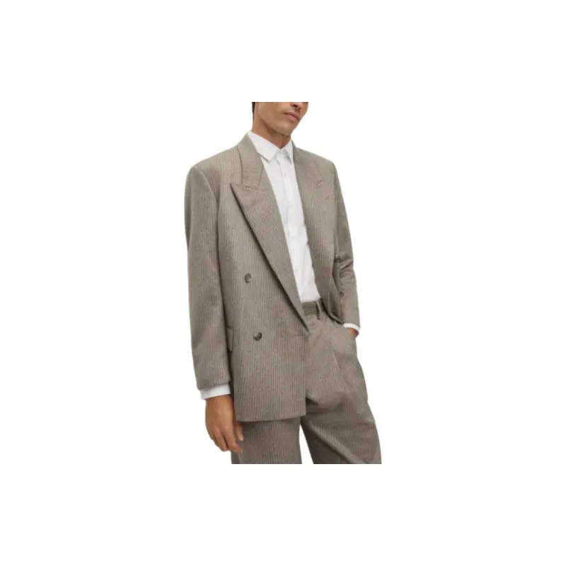 HUGO BOSS FW23 Double-Breasted Suit In Pure Cashmere With Stripe Pattern Business Suits Men's-4