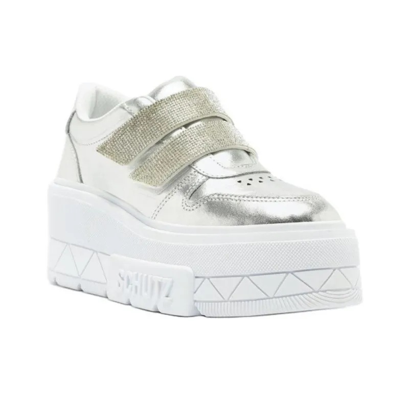 Schutz Low-Top Skateboard Shoes Women's Silver-2