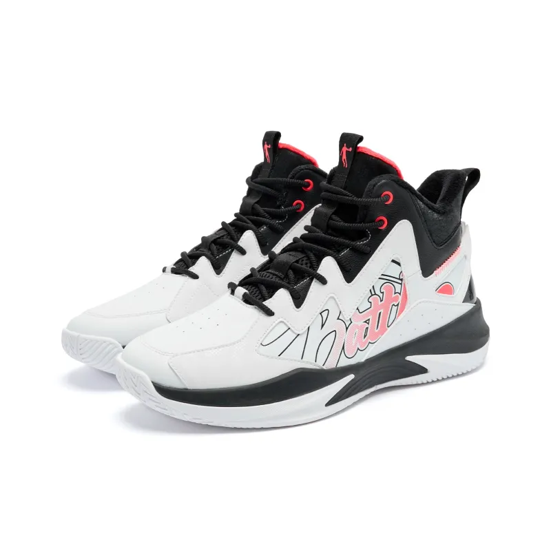 QIAODAN Basketball Shoes Men High Top Jordan White/Black-2