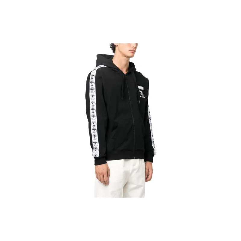 MOSCHINO Logo tape Zip up Cotton Hoodie-2