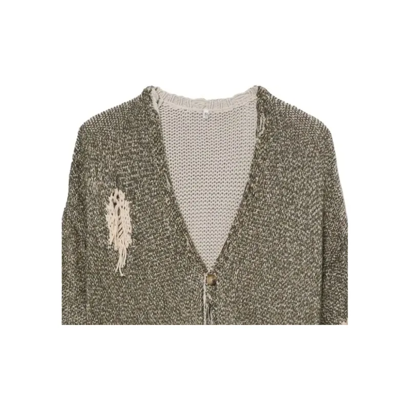 R13 Jumbo Distressed Tweed print Cardigan-6