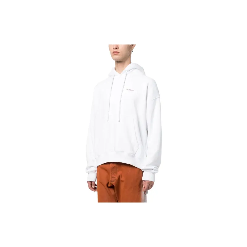 Off- Logo Printed Drawstring Hoodie-2
