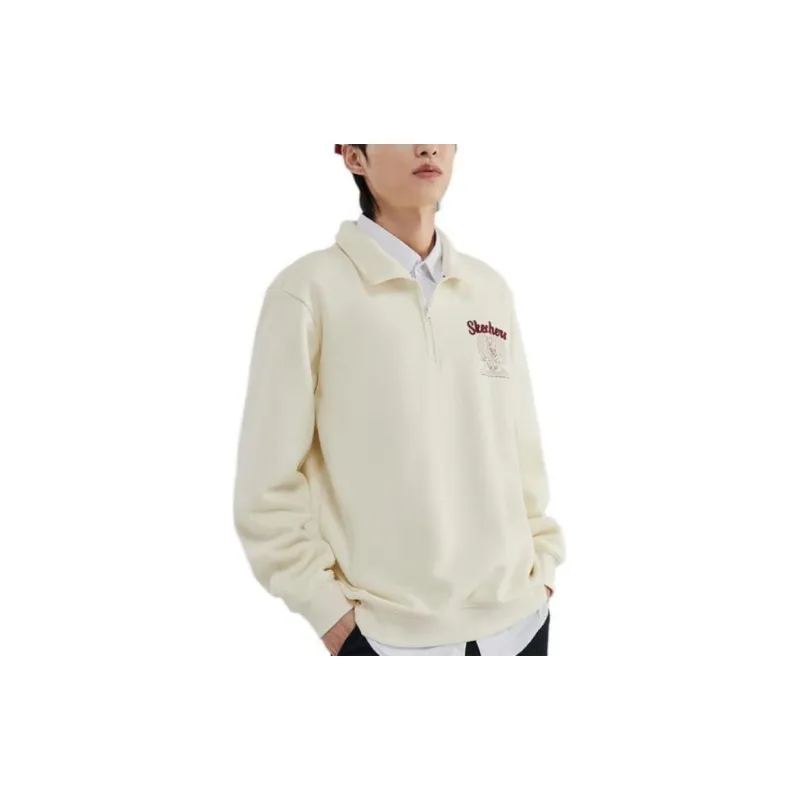 Skechers Sweatshirts Unisex Cream Beige White-2