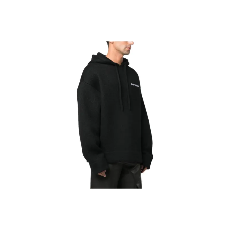 OFF WHITE Logo Printed Knitted Hoodie-3