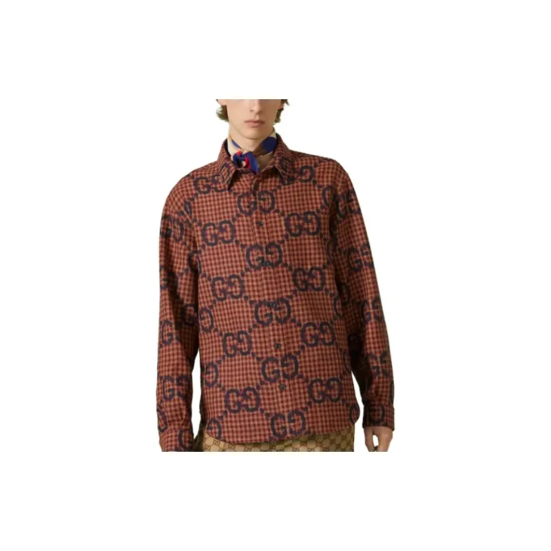 GUCCI Shirts Men Brown-1