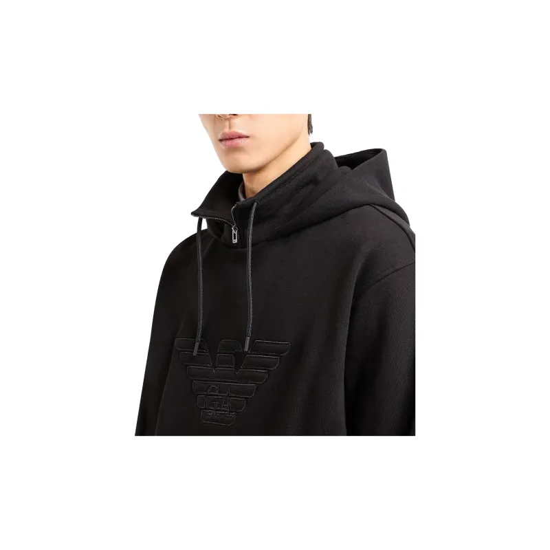 EMPORIO ARMANI Hooded Jersey Sweatshirt With Embossed Domed Logo-4