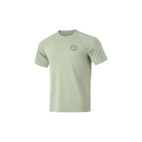 LINING Running Collection T-Shirts Men Desert Green / Desert Green Full-Print / Rock White Gray