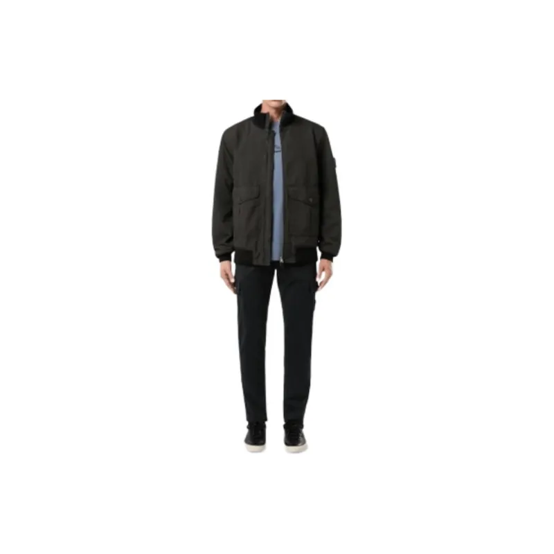STONE ISLAND Logo Patch Zip Up Bomber Jacket-4