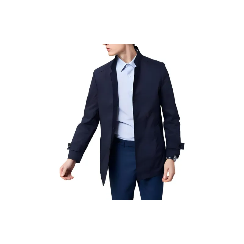 Francesco Totti Trench Coat Men's Black Navy Blue-2