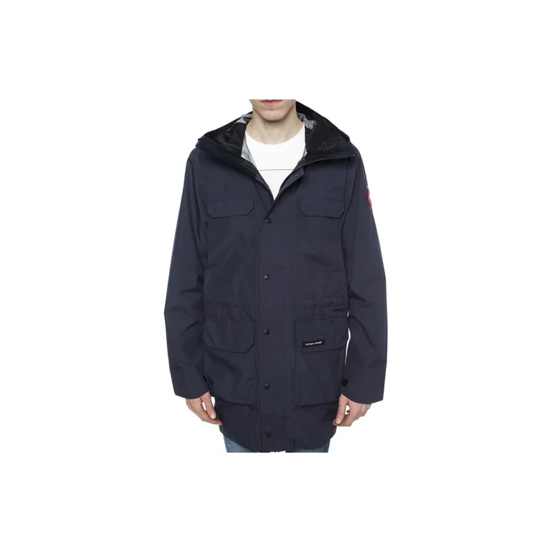 Canada Goose Harbour Series FW21 Solid Color Hooded Thickened Mid-Length Down Jacket Men's Polar Blue-3