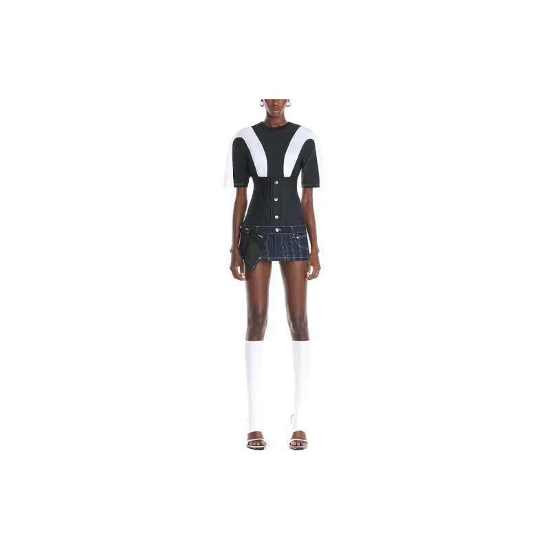 Mugler T-Shirts Unisex Black/White-2