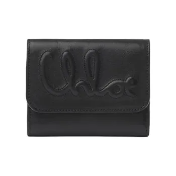 Chloe Smooth Finish Calfskin Wallet Small Size Women's Black