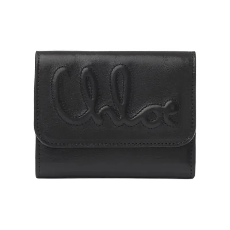 Chloe Smooth Finish Calfskin Wallet Small Size Women's Black-0