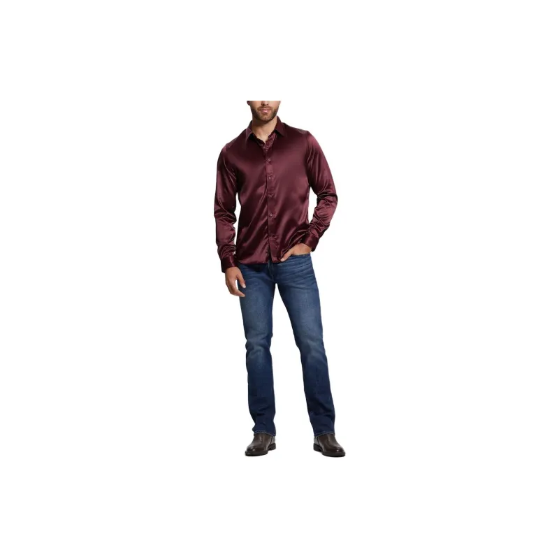 GUESS Long Sleeve Regal Shirt Shirt Men's Red-1