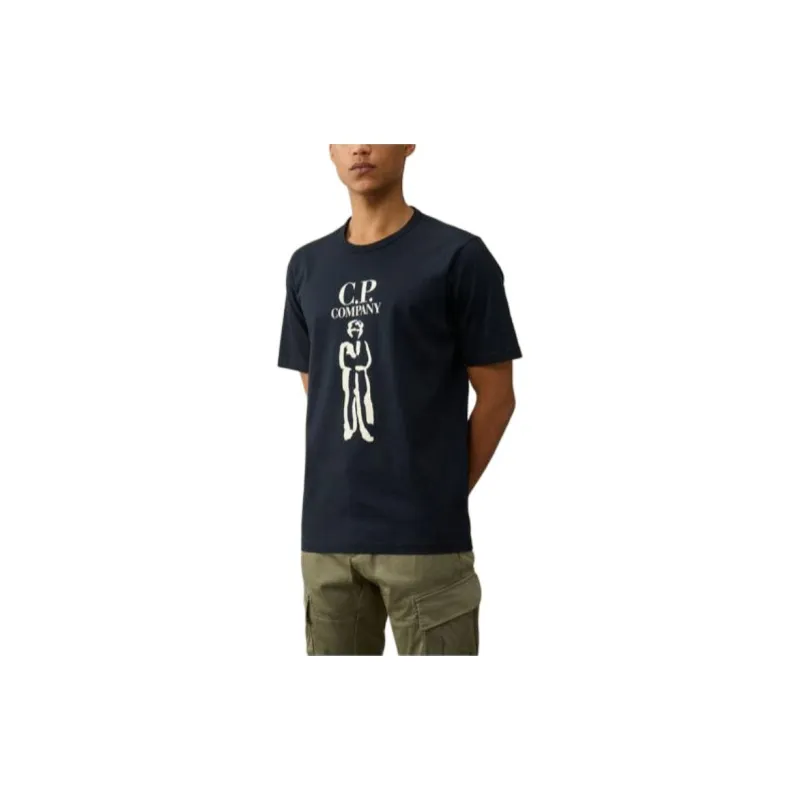 C.P.Company 30/2 Mercerized Jersey Twisted British Sailor T shirt T Shirt Men's Marine Blue-2