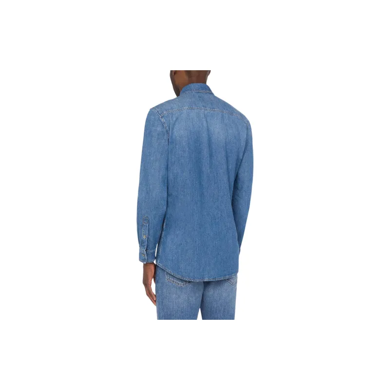 MOSCHINO Teddy Bear Embroidered Buttoned Denim Shirt-2