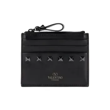 Valentino Garavani Rockstud Logo Printed Card Holder