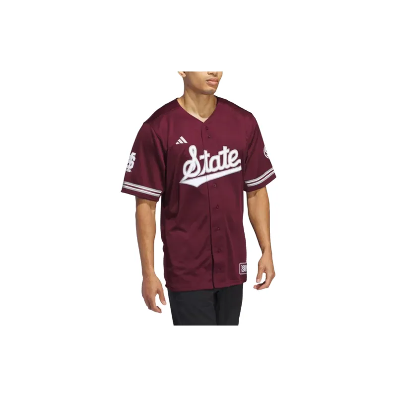 Adidas Mississippi State Reverse Retro Replica Baseball Jersey-4