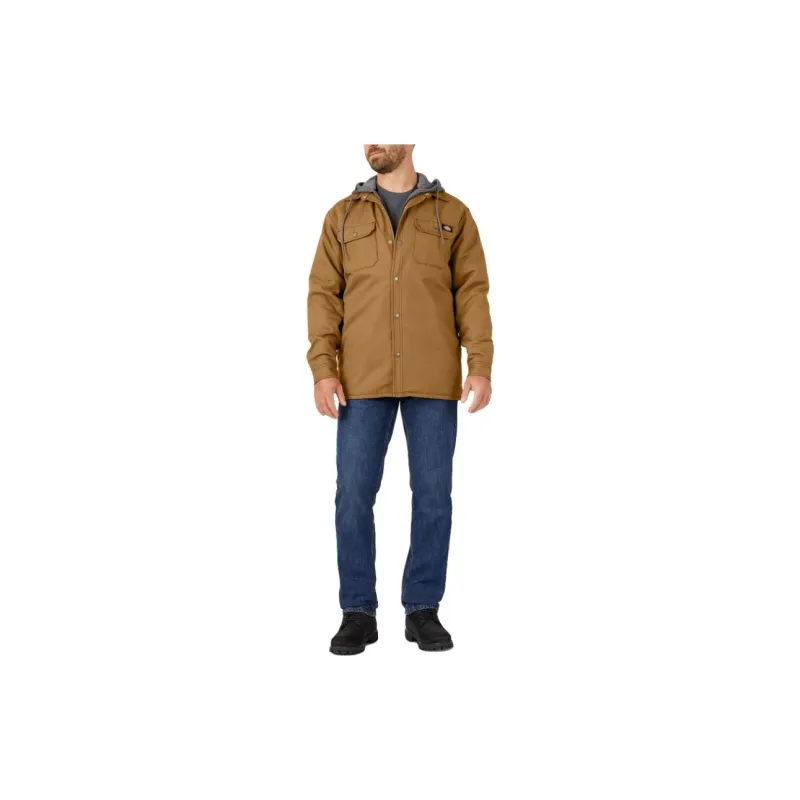 Dickies Water Repellent Duck Hooded Shirt Jacket Jackets Coats Men's Brown-2