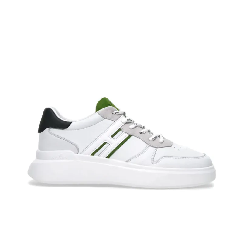 HOGAN H580 Abrasion Resistant Low Top Casual Shoes Men's White Green Black-1
