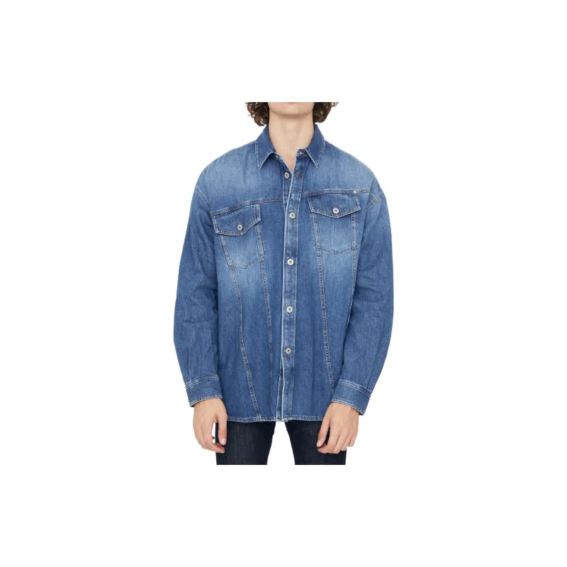 LOEWE Slanted Washed Denim Overshirt-2