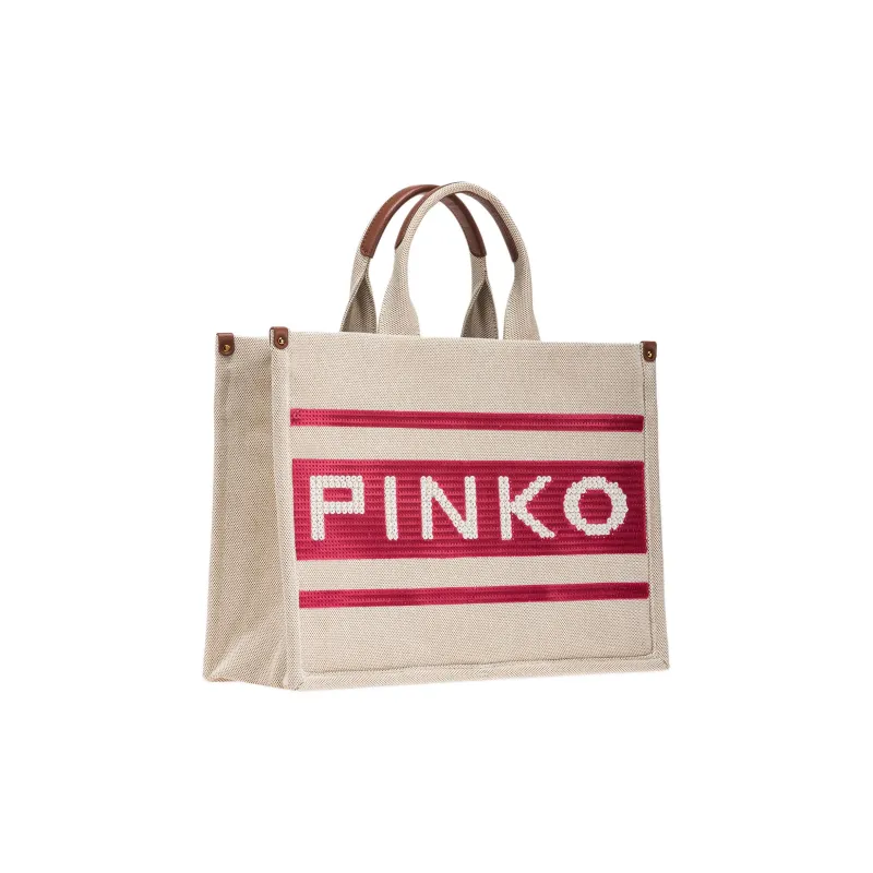 PINKO Cotton One Shoulder Handbags Regular Women's White/Red-1