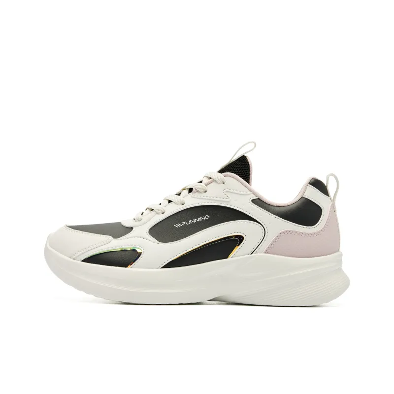 QIAODAN Cushioning Anti Slip And Wear Resistant Low Top Casual Running Shoes Women's White Black-0