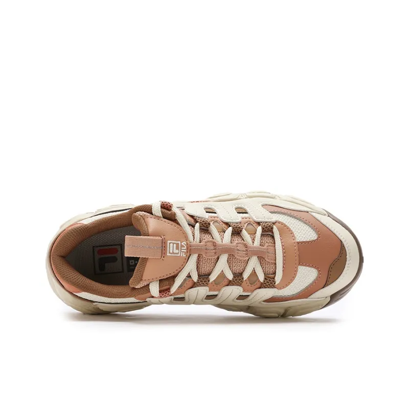 FILA Croissant Anti Slip And Wear Resistant Coverage Low Top Running Shoes Women's Beige Brown-3