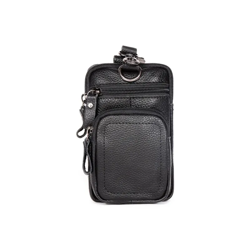 Yalu Cow Leather Running Multifunction Belt Cell Phone Fanny Pack Regular Men's Coffee/Black-5