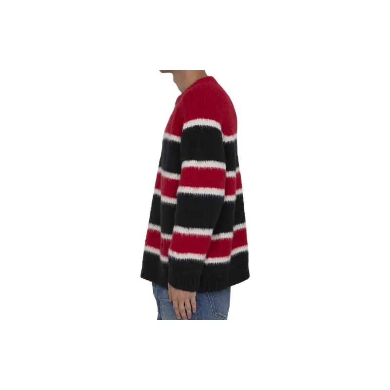 CELINE Oversized Crew Neck Sweater In Brushed Striped Cotton-2