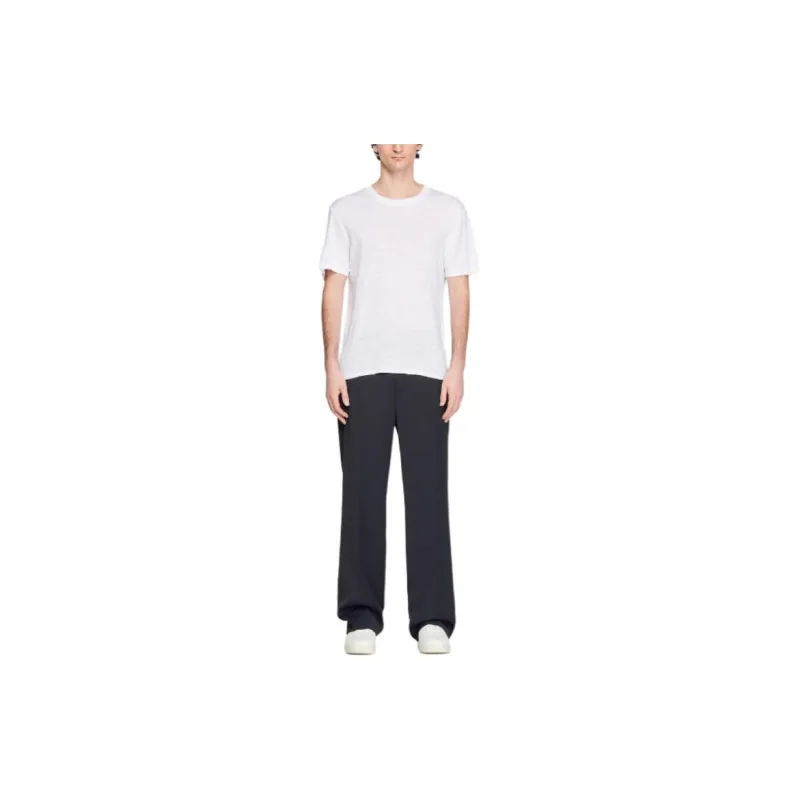 Sandro Beyaz Keten T-shirt T-Shirt Men's White-2