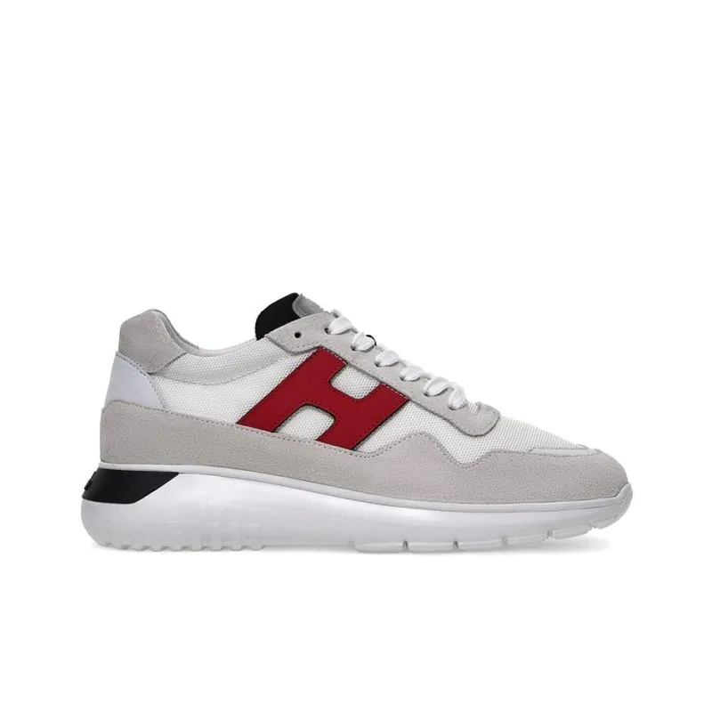 HOGAN Interactive³ Cushioning, Slip Resistant, And Abrasion Resistant Low Top Sports Casual Shoes Men's Gray Red-1
