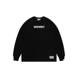 Black Slogan Logo Basic Long-sleeved