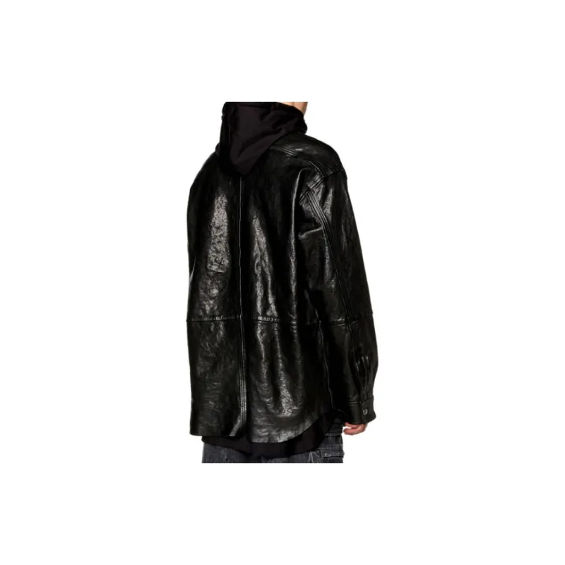 DIESEL Leather Jacket Men's Black-3