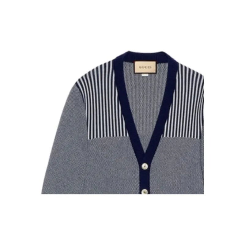 GUCCI Logo Intarsia Button Up Cardigan-4