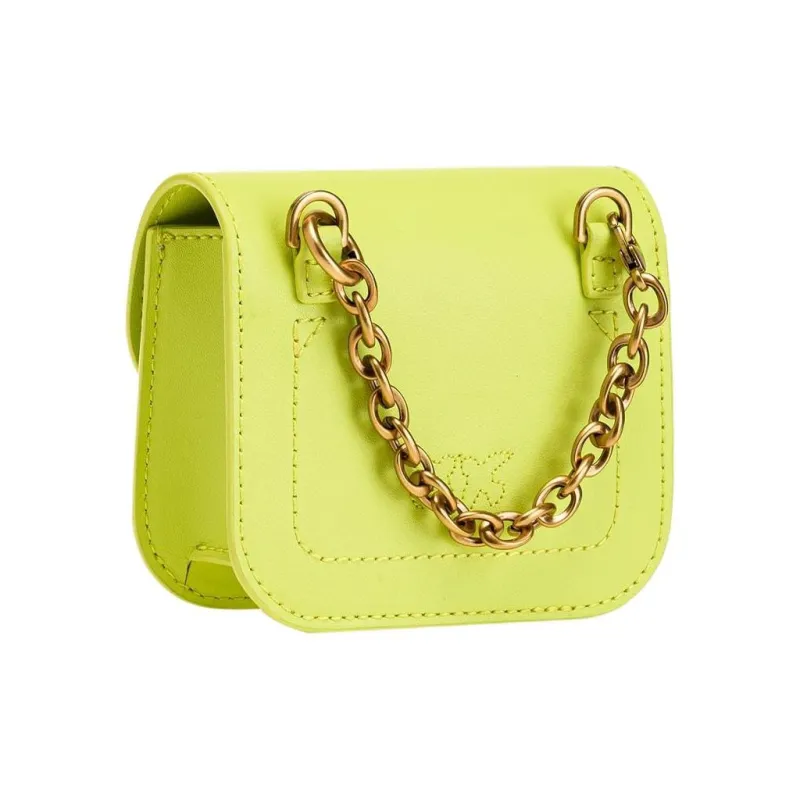 PINKO Love Bell Calfskin Bacchus Bag, Crossbody Bag, Shoulder Bag Extra Mini Women's Lime-2
