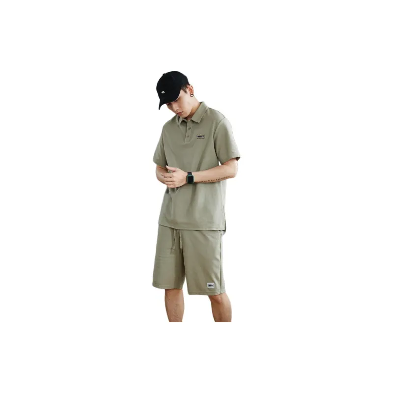 Tonlion Casual Shorts Men's Gray Pea Green-1