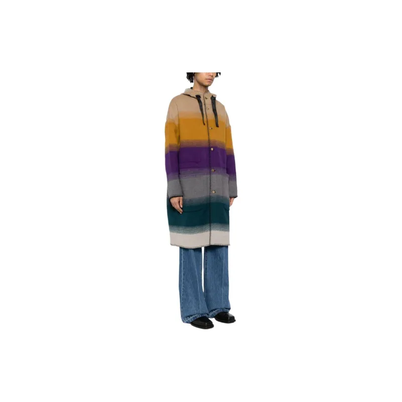 Roberto Cavalli Blanket Stitched Colour block Coat-2