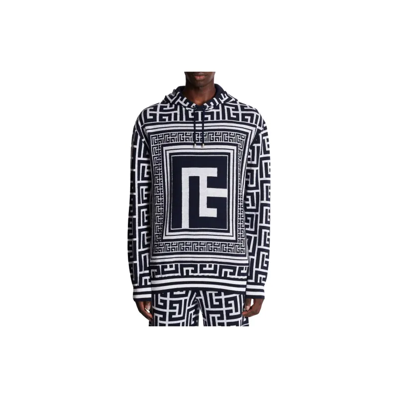 BALMAIN Monogram Hooded Sweatshirt-1