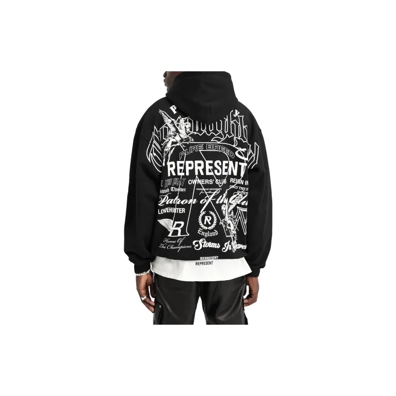 REPRESENT Monochrome Icons Hoodie Sweatshirt Men's Black-2