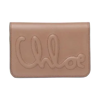 Chloe Shiny Calfskin Wallet Women's Wood Rose