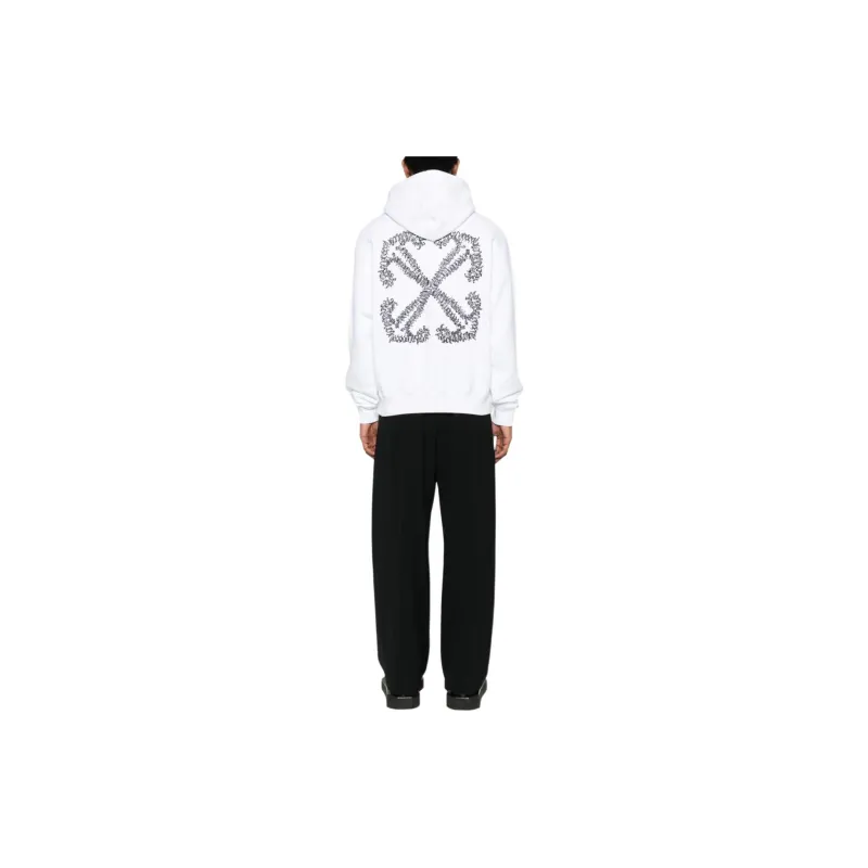 Off Logo Embroidered Drawstring Hoodie-1
