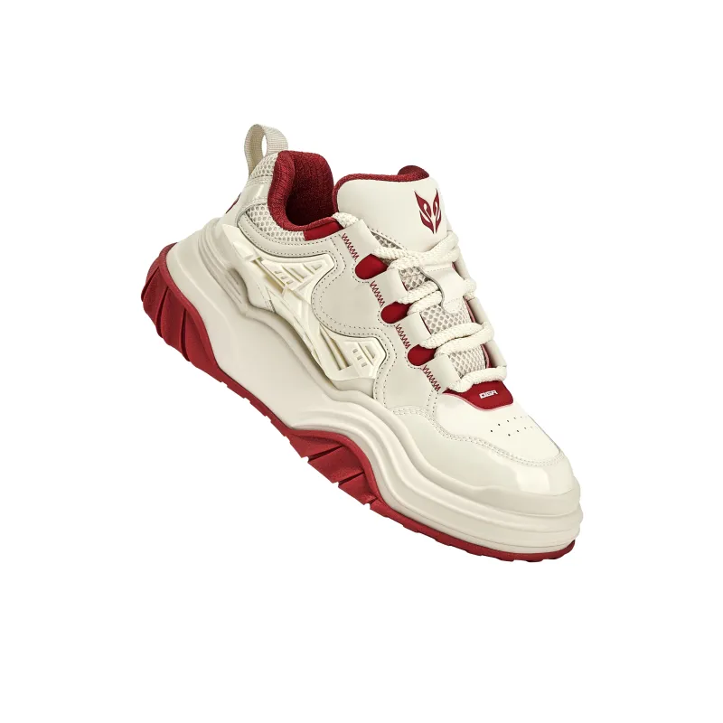 OGR Wave Rider Rebound Wear-Resistant Slip-Resistant Low-Top Casual Shoes Unisex Vintage Beige Red-5