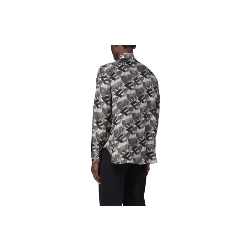 FENDI Monogram-print Silk Shirt-3