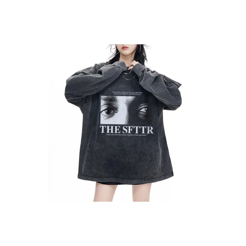 SFTTR Straight Long Sleeved T Shirt Unisex Black-2